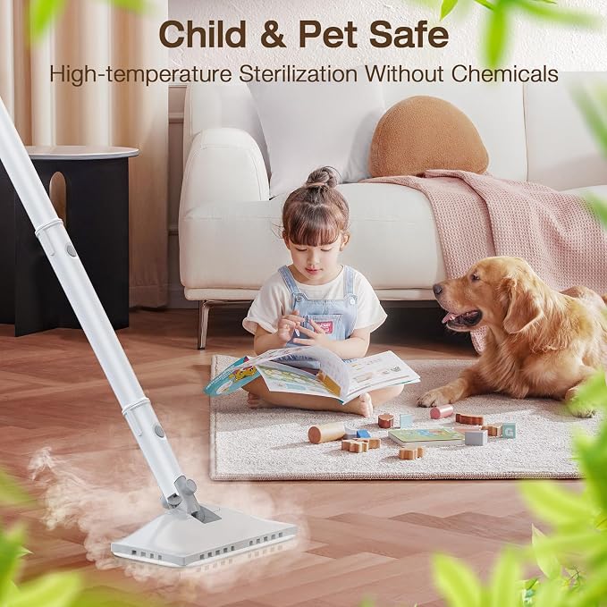 10 in 1 Multi-Accessories Handheld Steam Cleaner& Steam Mop for Home | Quick 10s Heat, 350ml Water Tank and 2-Level Steamer for Cleaning Floor, Window, Carpet, BBQ Grill, Tile, Sofa, Car and Grout