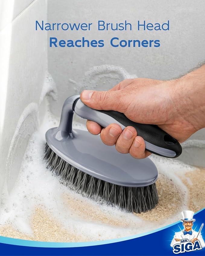 MR.SIGA Heavy Duty Scrub Brush with Comfortable Grip for Bathroom Shower | Strong bristles with effective scrubbing power, ideal for kitchen, bathroom, shower and everyday household cleaning.