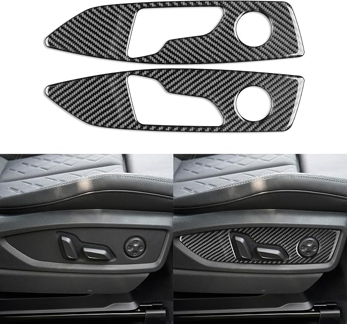Real Carbon Fiber Trim for Audi 80A Q5 Accessories | for SQ5 2018-2025 Dash Seat Adjustment Button Panel Frame Cover Sticker Interior Thick Overlay Decal