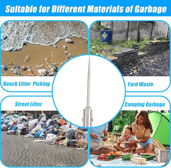 Trash Picker Upper Grabber Extra Long,62 Inch Trash Pickup Tool Heavy Duty Stainless Steels Tip Lightweight Reinforcement Debris Nabber Litter Picker Grabber Durability Sponge Handle