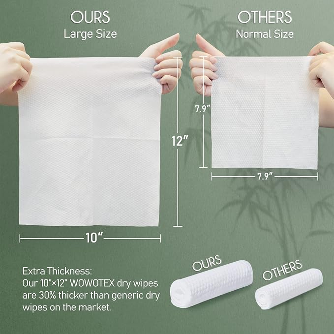 Christmas Style WOWOTEX Disposable Face Towel Biodegradable Large Dry Face Wipes 60 Count/1 Box Extra Thick Soft Clean Facial Towels for Sensitive Skin, Facial Cleansing, Nursing, 10"×12"