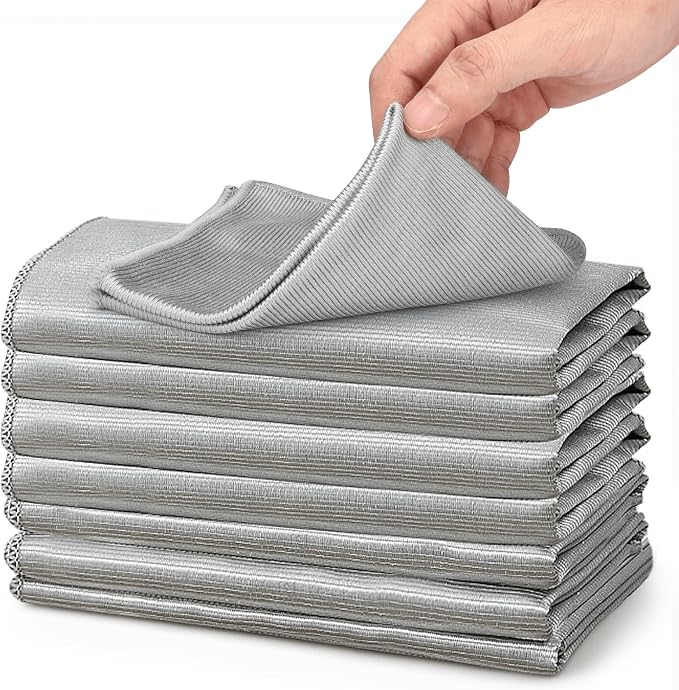 XANGNIER Microfiber Glass Cleaning Cloths,8 Pack Streak Free Miracle Cleaning Cloth,Reusable Lint Free Cleaner Towels for Kitchen,Windows,Mirror,Glasses,Car Windshields,Stainless Steel,11.8"×11.8"