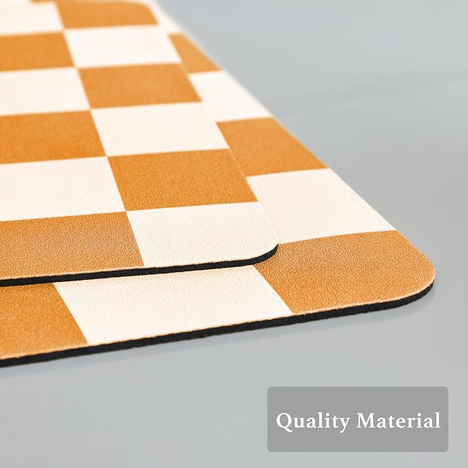 Ohocut Checkered Dish Drying Mat for Kitchen Counter, Coffee Bar Station Accessories, Retro Cute Aesthetic Modern Absorbent Drainer Mat Kitchen Drying Mat Easy Clean, Orange 16" x 24"