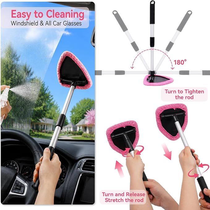 Car Interior & Glass Cleaning Kit, 16Pcs Car Detailing Kit | Car Duster Brushes & Detailing Supplies, Interior Car Cleaner with Windshield Cleaner Tool, Vent Brush & Microfiber Towel