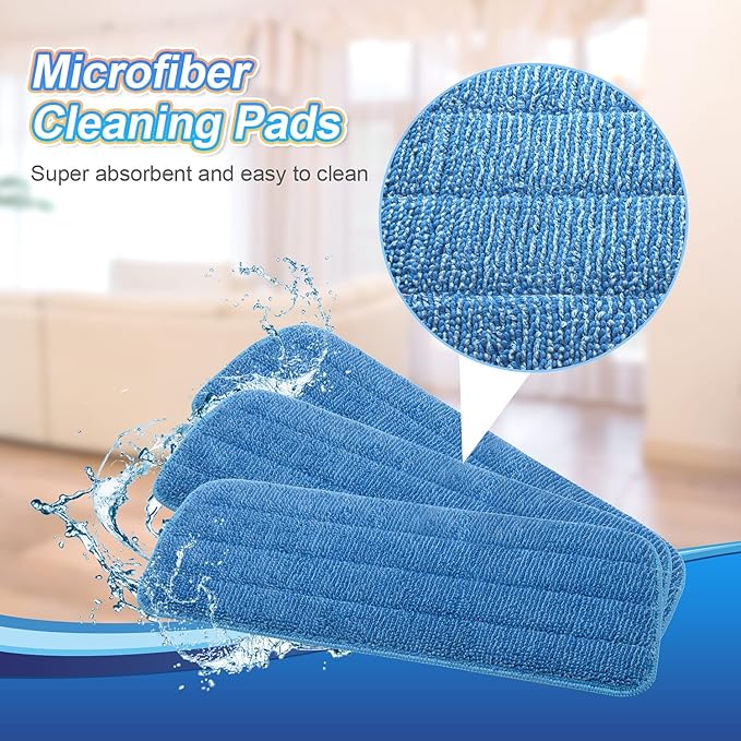 3 Pack Microfiber Mop Pads Replacement for Wet/Dry Mops Floor Cleaning Reusable Mopping Pads Refills for Spray Mops Compatible with Bona Floors Care System and Any Microfiber Flat Spray Mop