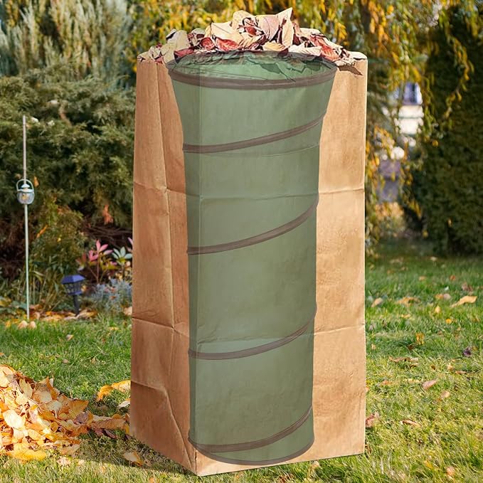 Adnee 2 Pcs Leaf Bag Funnel Holder, Foldable Lawn Bag Chute Stand Fit for 30 Gallon Paper Bags, Reusable Yard Waste Bag Funnel for Handling Garbage and Leaves