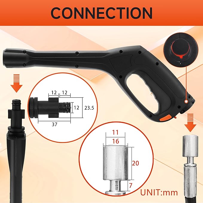 FIXFANS Pressure Washer Gun and Hose Kit, Replacement Pressure Washer Extension Wand– Compatible with Some of Portland Husky Black Decker Ford Pulsar ShopForce Taskforce Powerwasher Taskmaster