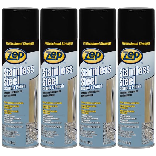 Zep Stainless Steel Cleaner & Polish - 16 oz (Pack of 1) - 1048844 - Removes fingerprints, smudges, dirt and dust