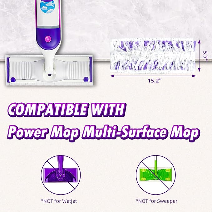 25 Pack Disposable Power Mop™ Pad Refills for Swiffer® Power Mop™ Pads | Powermop™ Pads for Multi-Surface Refills Pads for Floor Cleaning, Unscented & Thickened