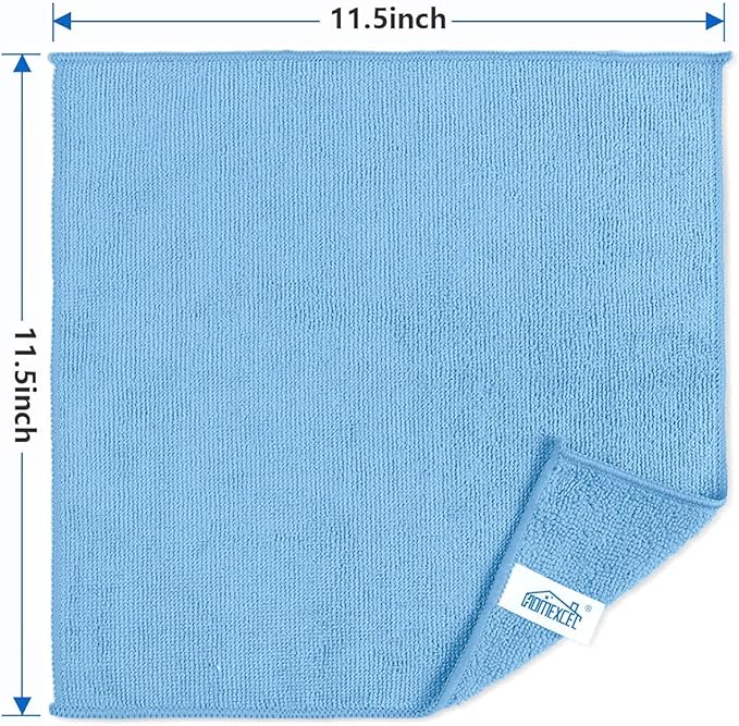 HOMEXCEL Blue Cleaning Rags 5 Pack, Highly Absorbent Microfiber Cleaning Cloth for Kitchen, Lint Free, Scratch-Free, Reusable Microfiber Towels for House, Window and Glass, Cars, 11.5 X11.5 inch