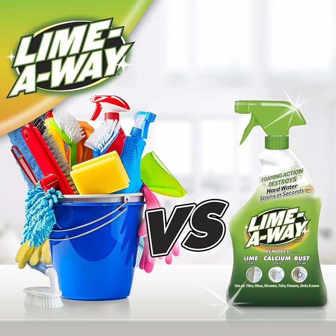 Lime-A-Way Hard Water Stain Remover Spray, Removes Lime, Calcium & Rust in Seconds, Bathroom Cleaner, 22 fl oz (2-count)