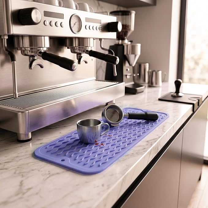 MicoYang Silicone Dish Drying Mat for Multiple Usage,Easy clean,Eco-friendly,Heat-resistant Silicone Mat for Kitchen Counter,Sink,Bar,Bottle,or Cup Light Purple M 17 inches x 6 inches