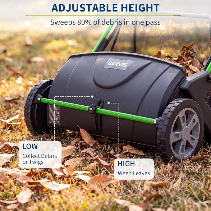 21-Inch Push Lawn Sweeper, Heavy Duty Manual Leaf & Grass Collector with 3.5 Cu. ft. Large Hopper Bag, Adjustable Height Spinning Brushes for Yard, Garden & Driveway