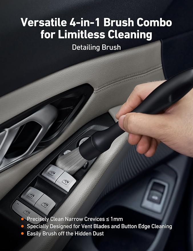 AstroAI 8pcs Windshield Cleaner Tool, Car Interior Detailing Kit with AC Vent Brush, 3 Cleaning Brushes, 4 Microfiber Pads and Spray Bottle, All-Inclusive Cleaning Solution, Car Accessories, Blue