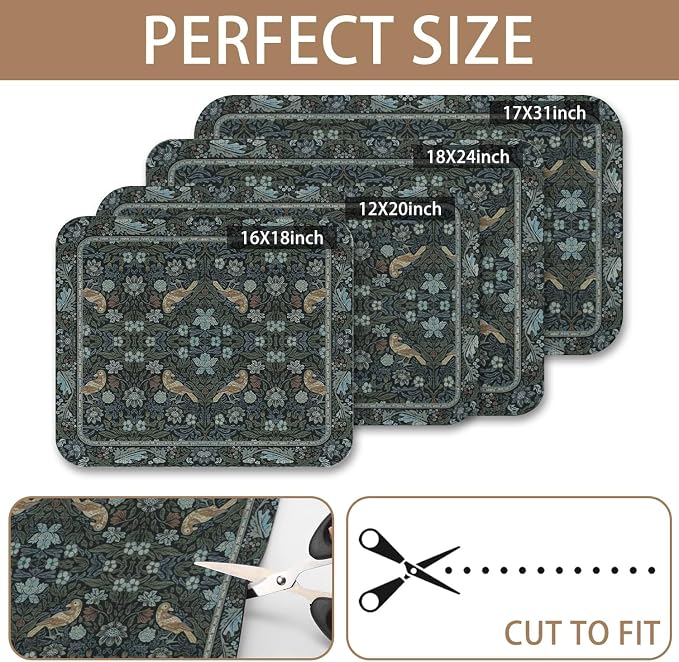 Dish Drying Mat for Kitchen Counter 18x24 Inch, Boho Quick Dry Coffee Mat | Made of super absorbent diatomite that quick dries dishes, coffee machine & sink area. Non-slip rubber base for countertop