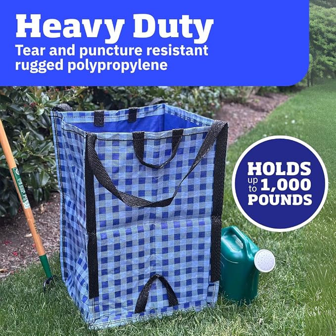 DURASACK Heavy Duty Home and Yard Bags, Gingham Blue