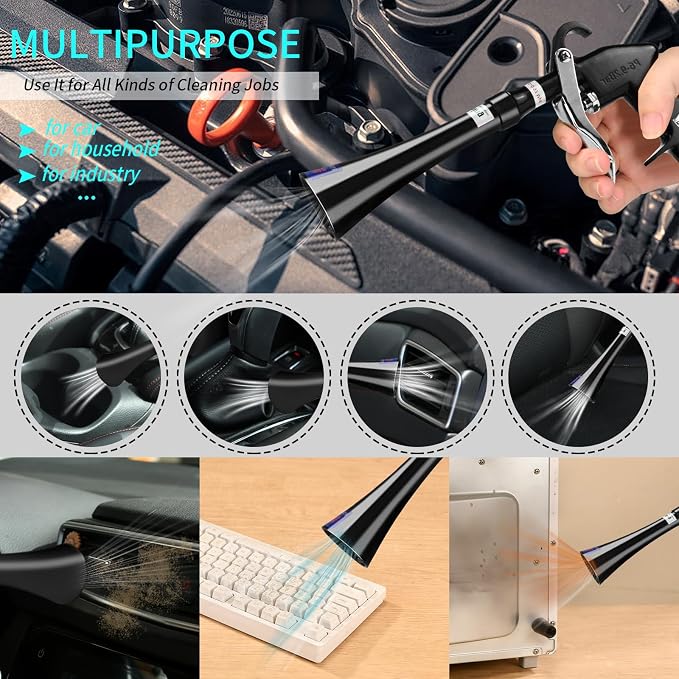 GOCCIDA Tornado Dry Cleaning Gun Detailing Interior Dryer Air Blow Gun | High Pressure Blower Gun,Car Detailing Kit Interior Cleaner,Car Detailing Tools for Car Quickly Blasts Dirt Works with Air