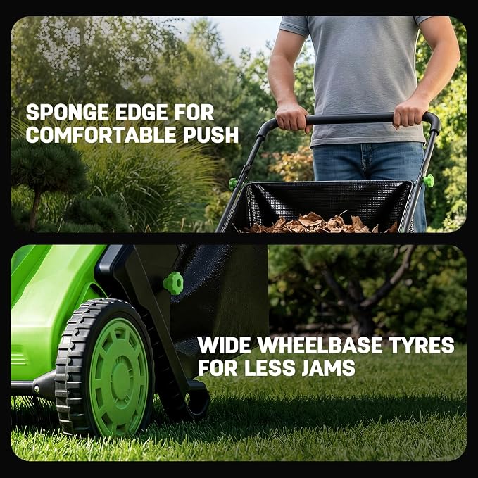 STEELITE 21inch Leaf & Grass Collector, Push Lawn Sweeper for Grass Clippings, Leaves & Debris, Manual Push Yard Sweeper with Height Adjustment & Large Collection Hopper