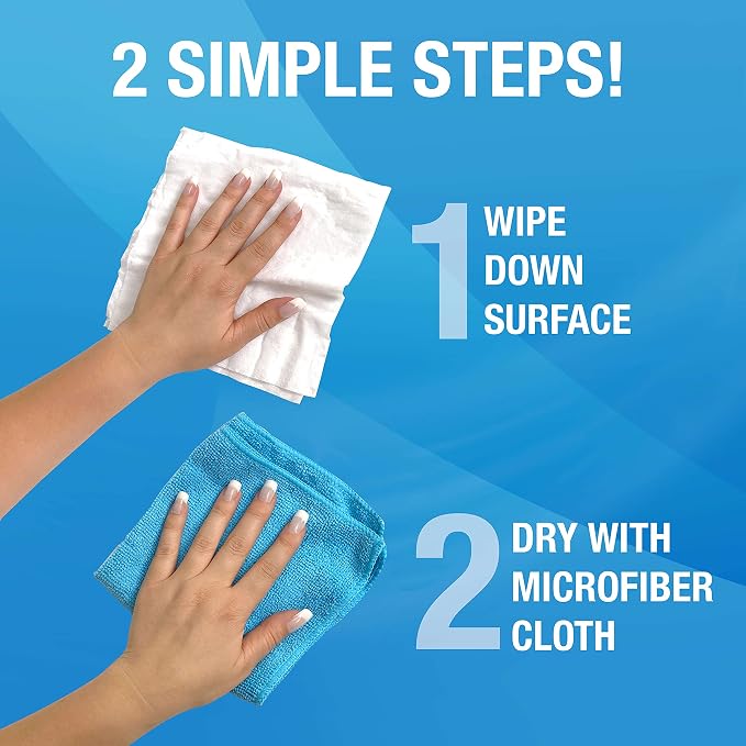 MiracleWipes for Glass, Disposable and Streak Free Cleaning Wipes for Mirrors, Windows, Kitchen, Home, and Auto- (60 Count (Pack of 1))