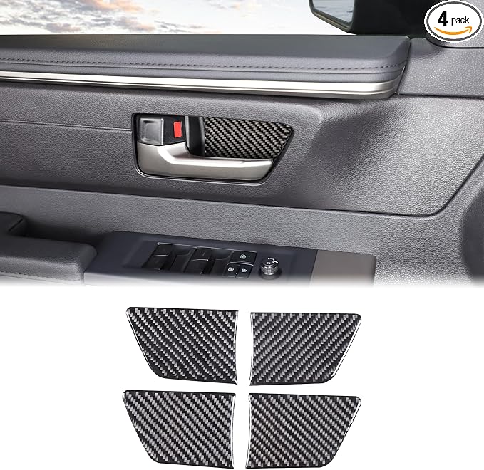 Toyota Tundra/Sequoia 2022-2024 Non-Marking Car Door Bowl Protector - Real Carbon Fiber 3D Sticker, Scratch Protective Film