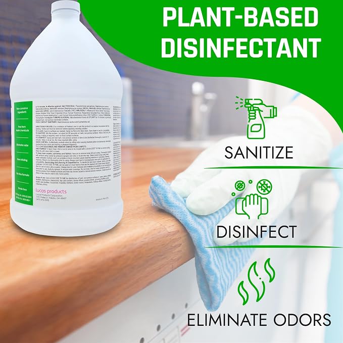 LUCAS-CIDE Ready To Use All Purpose Cleaner - Home Essentials Cleaning Supplies For Everyday Hygiene - Thyme Scented Disinfecting Bathroom Cleaner, Glass Cleaner, Floor Cleaner, etc - 1 Gallon