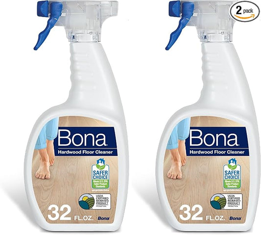 Bona Hardwood Floor Cleaner Spray - 32 fl oz - Residue-Free Floor Cleaning Solution for Wood Floors (Pack of 2)