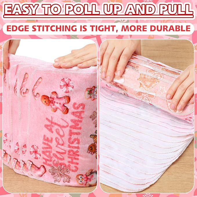 36 Pack Reusable Cleaning Cloths Washable Cotton Kitchen Dish Towels for Home Party Supplies Bulk, 9.84x11.81in (Pink Gingerbread)