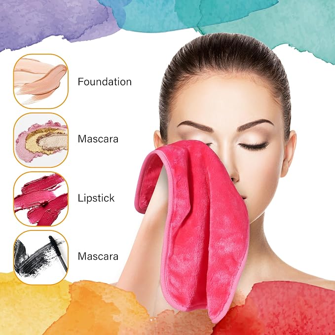 Nugilla Makeup Remover Cloths, 8 Packs Makeup Remover Towels Reusable Face Wash Cloth, Soft Microfiber Face Cloth for Women