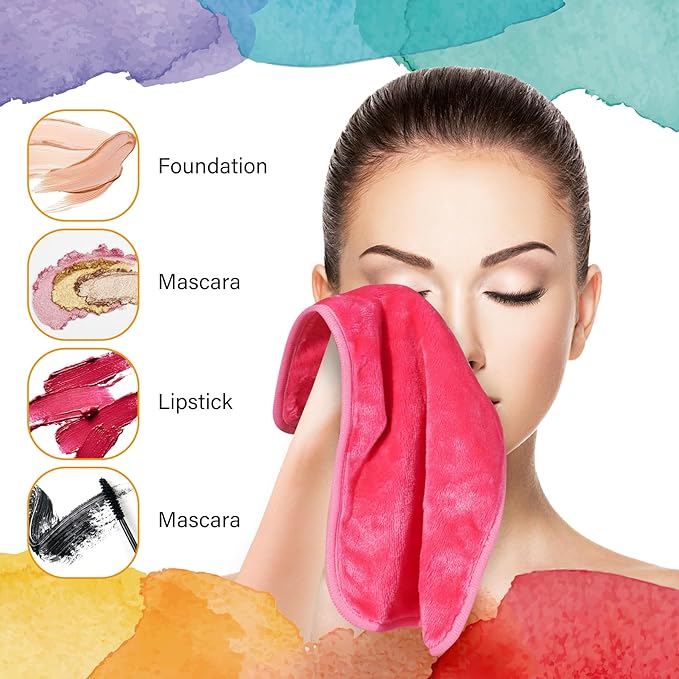 Nugilla Makeup Remover Cloth, 5 Packs Reusable Microfiber Makeup Remover Towels, Face Towel for Women
