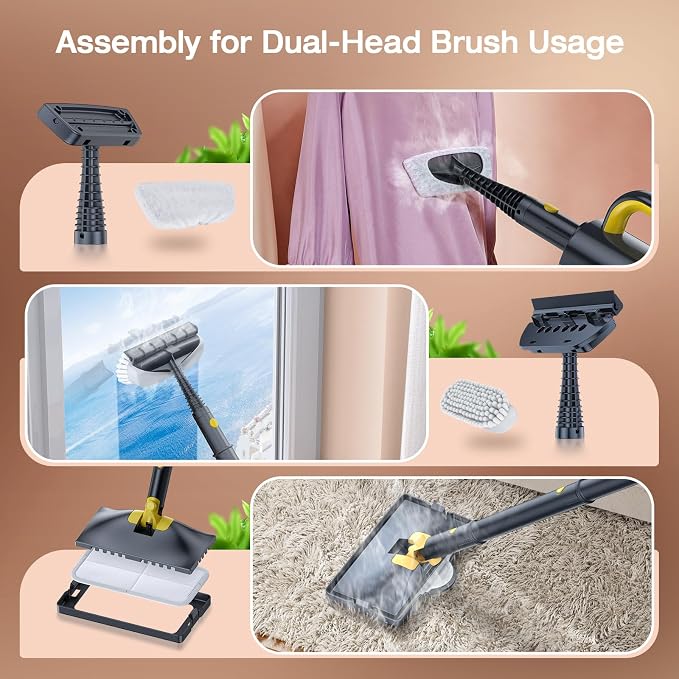 10-in-1 Steam Cleaner, Detachable Handheld Steam Mop for Multi-Surface | Quick 10s Heat, 350ml Water Tank and 2-Level Steamer for Cleaning Floor, Window, Carpet, BBQ Grill, Tile, Sofa, Car and Grout