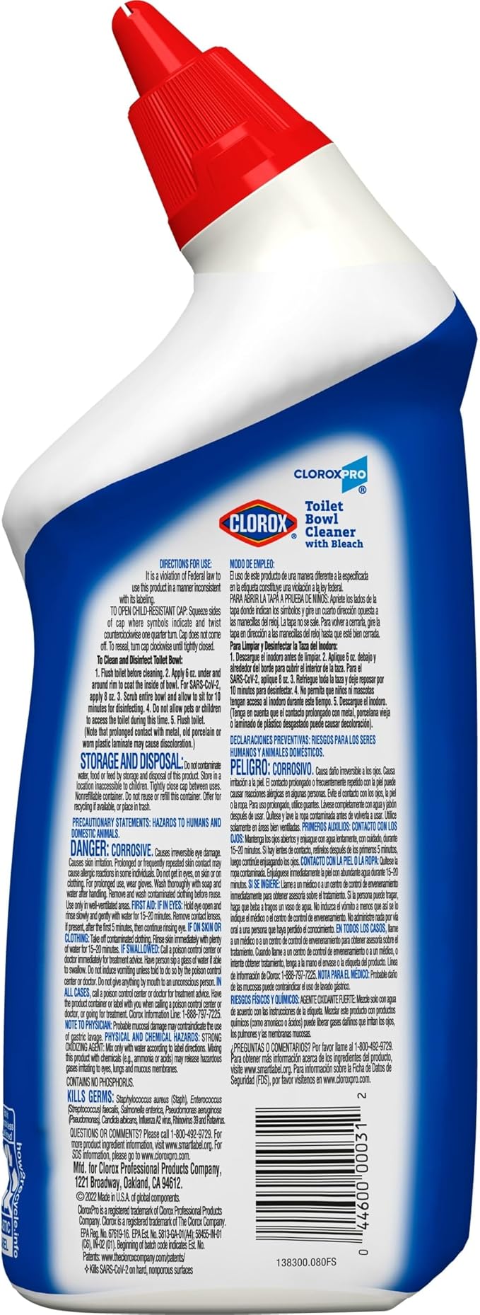 CloroxPro Toilet Bowl Cleaner with Bleach, Clorox Automatic Toilet Cleaner, Kills Germs and Removes Stains, Fresh Scent, 24 fl. oz., Pack of 12