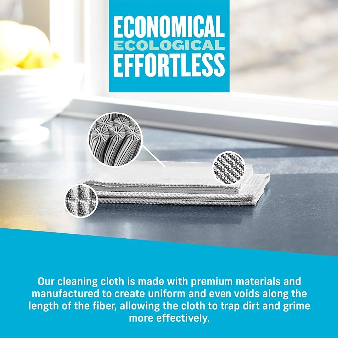 E-Cloth Window and Glass Cleaner Kit, Just Add Water - 2 Kits | Chemical-Free Cleaning - Reusable & Machine Washable Towel, Versatile Use for Mirrors, Cars, & Lenses, Alaskan Blue