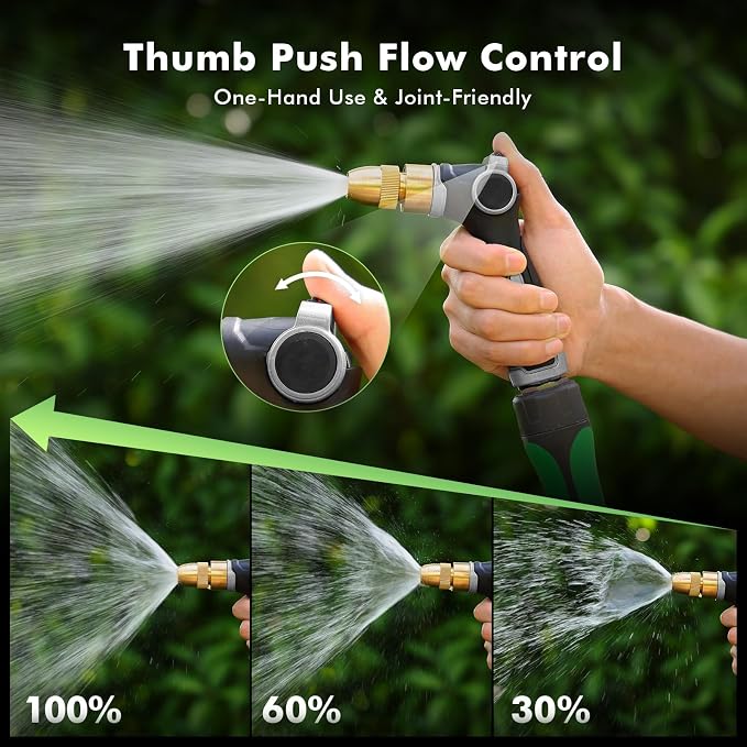 RESTMO Garden Hose Nozzle, Heavy Duty Water Hose Sprayer for Outdoor | Zinc Alloy Metal, Thumb Control, Precise Flow, Adjustable Spray Patterns, Leak-proof, Ideal for Lawn & Plant & Car, Silver