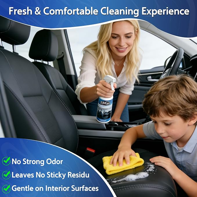 Car Interior Cleaner & Protectant, 32 Fl Oz Interior Detailer Spray – Cleans & Helps Protect Dashboard, Leather, Vinyl & Plastic, Includes Towel & Cleaning Sponge (Pack of 2)