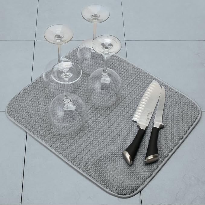 Norpro 18 by 16-Inch Microfiber Dish Drying Mat, Grey (359G), Pack of 1
