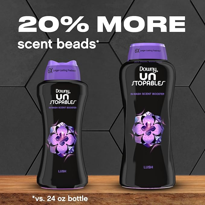 Downy Unstopables In Wash Scent Booster Beads, Lush Scent, 30.1 oz, Laundry Beads for Odor Protection, Downy Scent Booster Beads, Laundry Scent Boosters (Pack of 4)