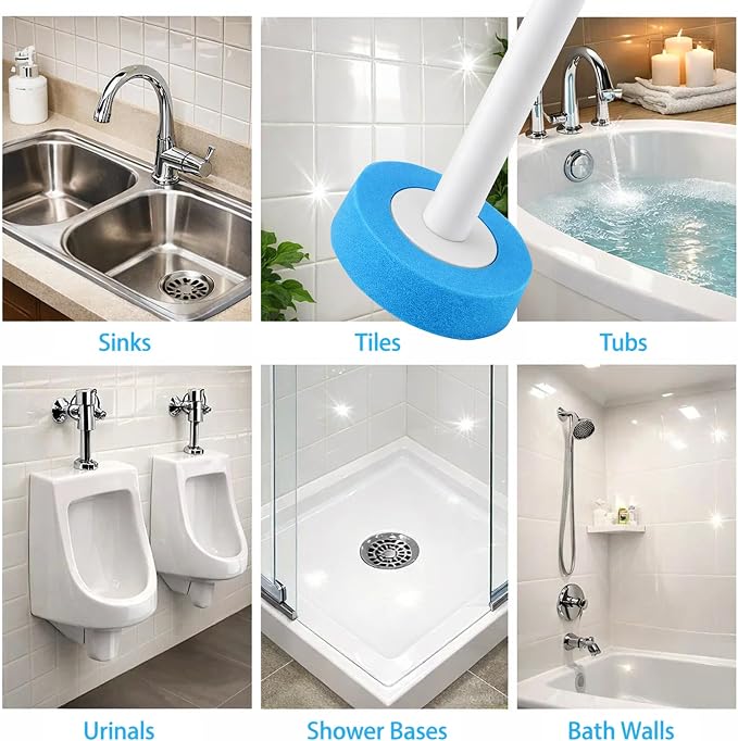 CiLoN 24 Pack Auto-Open Lid Disposable Toilet Bowl Brush & Holder Refills | Wall-Mounted Disposable Toilet Cleaning Set For Touch-Free Space-Saving Hygienic Modern Bathrooms (Ocean Breeze + 24 Sponge)
