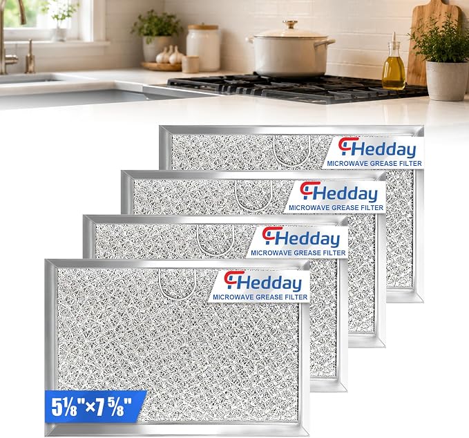 Hedday WB06X10608 Microwave Grease Filter Replacement 5.12 x 7.64 ", 4 Pack | Compatible with Frigidaire 5304464105 5304509444 5304478913 and GE Range Hood Microwave Filters, Aluminum Mesh