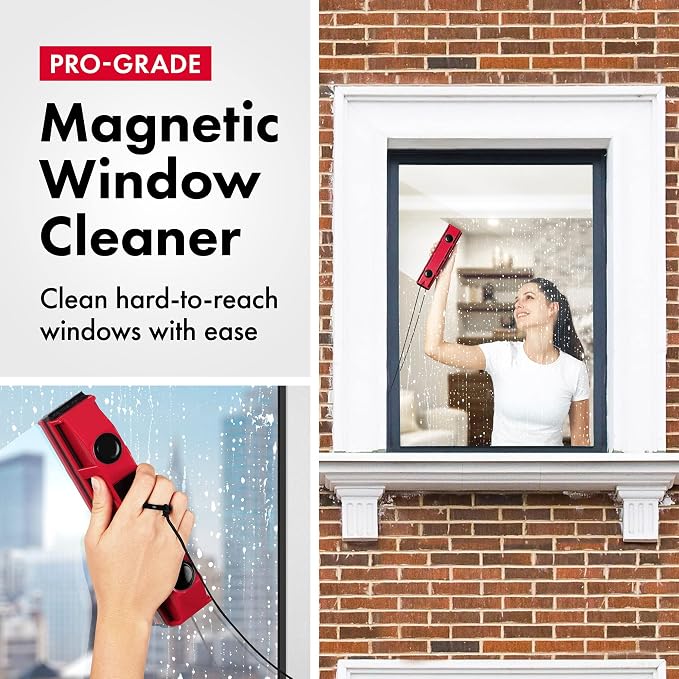 Tyroler Outside Magnetic Window Cleaner Tool, Fits Only 0.1"- 0.3" Windows | | The Glider S1 Double Sided Window Cleaner Tool Fits Windows 0.1"-0.3" | Magnet Window Cleaner Tool, Magnetic Glass Cleaners
