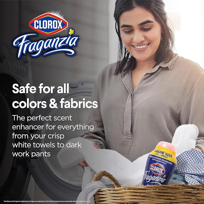 Clorox Fraganzia In-Wash Laundry Scent Booster Crystals Rose Scent Fresh Smelling Clothes Linens Safe All Fabrics Colors Easy Pour 70 OZ 6 Pack Extended Household Supply Standard HE Machines