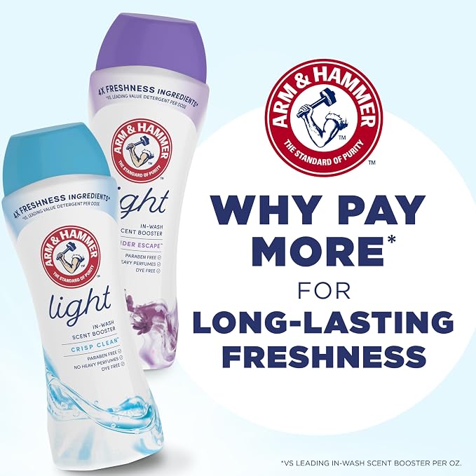 ARM & HAMMER Light In-Wash Scent Booster, Laundry Scent Booster Crisp Clean scent, 24 Oz