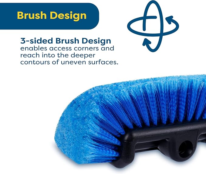 SCRUBIT 12" Car Wash Brush with Soft Bristles for Car Truck Boat Deck & House Cleaning, Exterior Washing Brush Connects with Pole & Hose, Storage Bag Included (Blue)
