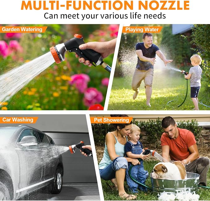 Garden Hose Nozzles,Water Hose Spray Nozzle with Water Volume Control Valve | High Pressure Water Hose Nozzle Sprayer with Adjustable 10 Patterns for Plants & Lawns Watering,Car Washing and Pet Showering