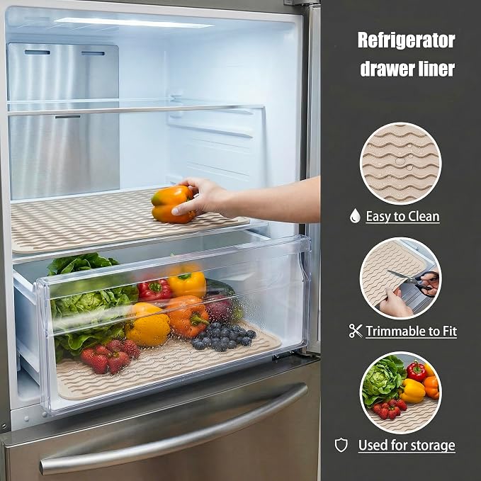 MicoYang Silicone Dish Drying Mat — Quick-Dry Ridges Counter & Sink Pad, Heat-Resistant Trivet to 450°F, Non-Slip & Dishwasher Safe, Roll-Up Storage, 18 Colors & 9 Sizes (Tapioca, 16"×12")