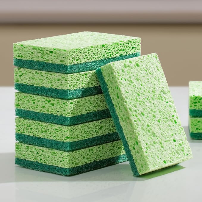 JOYMOOP Clean Sponges,Dual-Sided Non-Scratch Soft Scrub Dish Sponge, Safe for Non-Stick Cookware, Kitchen and Household Cleaning, Pack of 6 Scrubbing Sponges