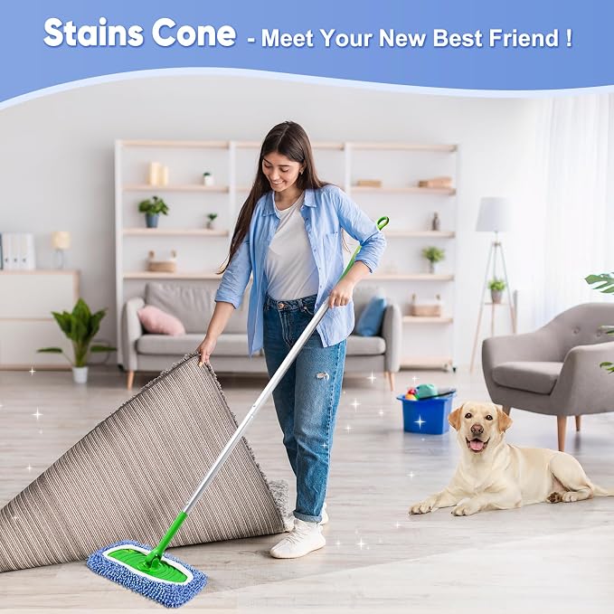6 Pack Reusable Mop Pads Compatible with Swiffer Sweeper, Chenille Mop Refill Pads, Dry & Wet Mopping Cloths for Floor Cleaning -Blue