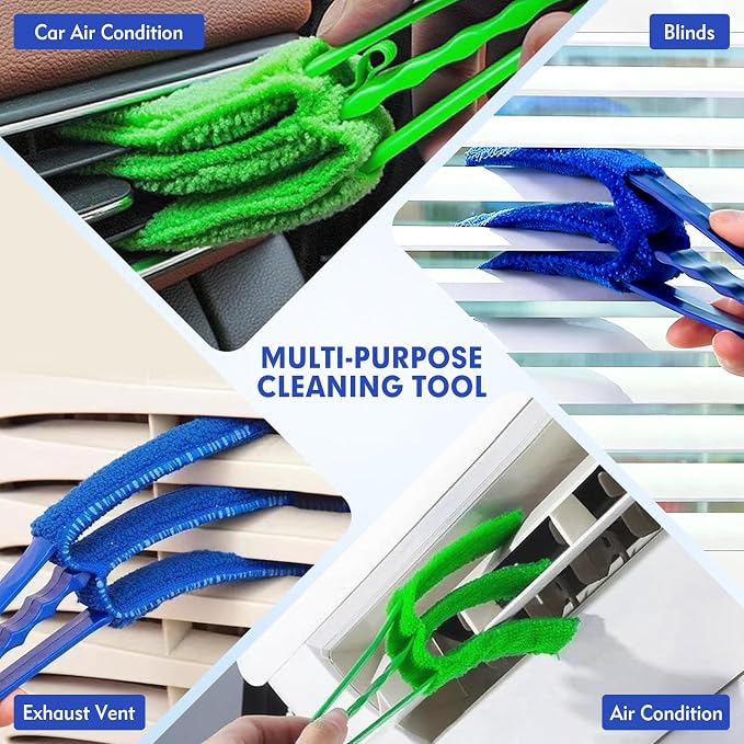 Window Blind Cleaner Duster Tool | 2 Pack with 6 Reusable Sleeves, Handheld Mini Blinds Cleaner for Venetian Blinds, Shutters and Jalousie Dust Removal