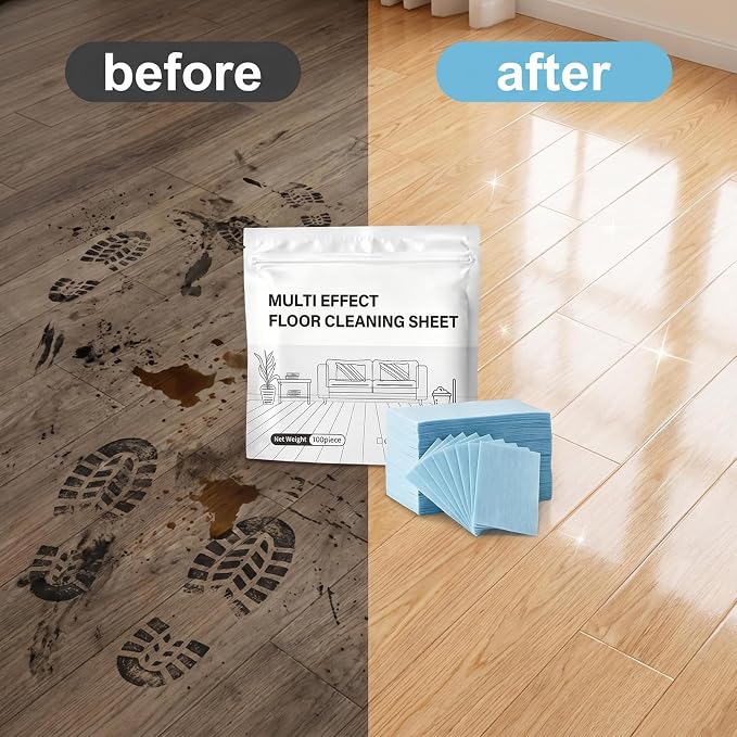 100Pcs Floor Cleaning Tablets, Multi-Surface Cleaner, Multiple Effect The Floor Clean, Multi Effect Floor Cleaner Sheets with Fresh Scent for Hardwood Floors, Laminate, Wall Tiles, Glass & More (Blue)