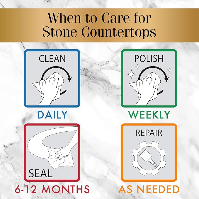 Stone Care International Granite Clean, Shine & Protect - Cleans Polishes & Protects Stone, Granite, Quartz, Marble, Limestone and Travertine Slate Surfaces, White, 24 Fl oz