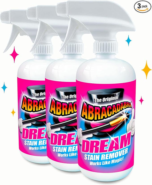 Abracadabra® Dream Stain Remover - 16oz Instant Stain Treatment for Fresh Spills & Set-In Stains, Kid & Pet Safe, Zero Bleach or Peroxide - For Clothing, Upholstery & Carpet - The Perfect Prewash-3 Pk